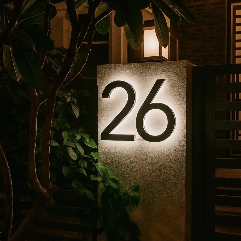 Outdoor Lighting For Front Of House - أرقام منزل حديثة LED، علامة رقم