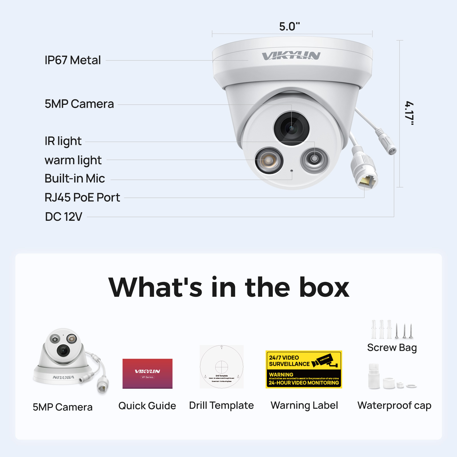 كاميرا مراقبة ذكية VIKYLIN بدق - مراجعة Outdoor Lighting Mains Powered وسعره