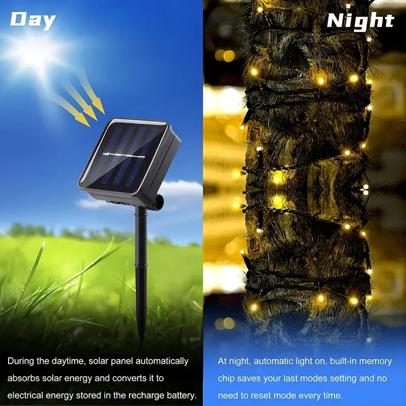 LED سلسلة ضوء الشمس 8 وظائف في - مراجعة Solar Fairy String وسعره