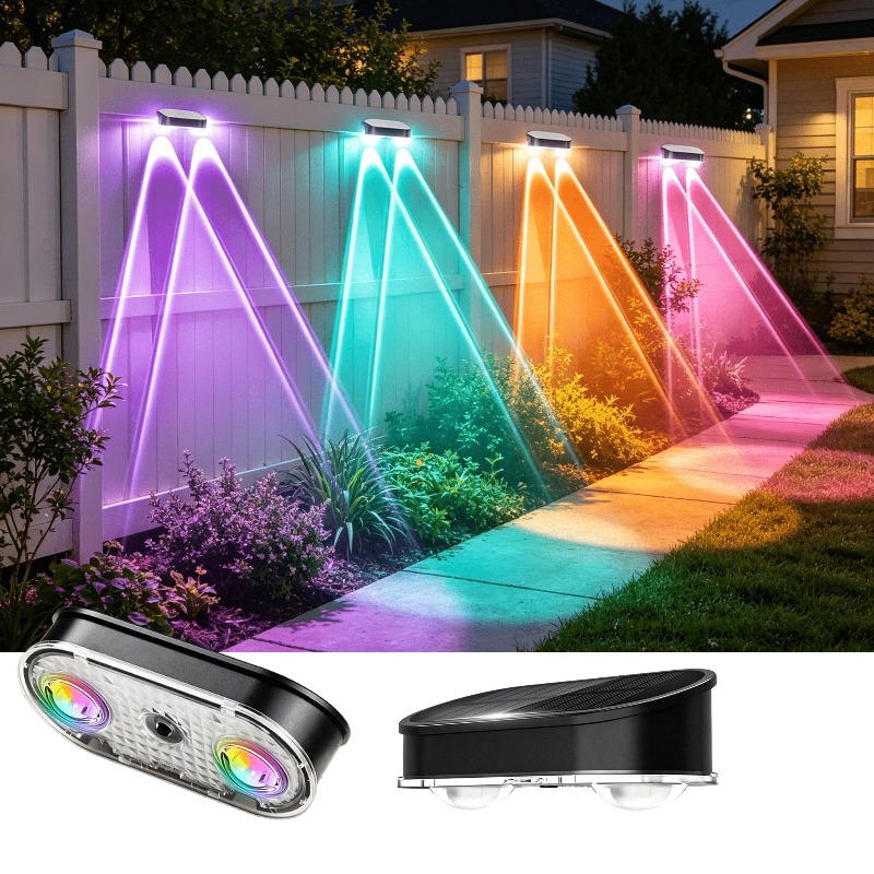 مصباح سياج شمسي RGB بدرجة حماي - مراجعة Outdoor Lighting Amazon وسعره